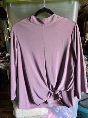 Cato Dusty Mauve Long-Sleeve Knot-Back Top